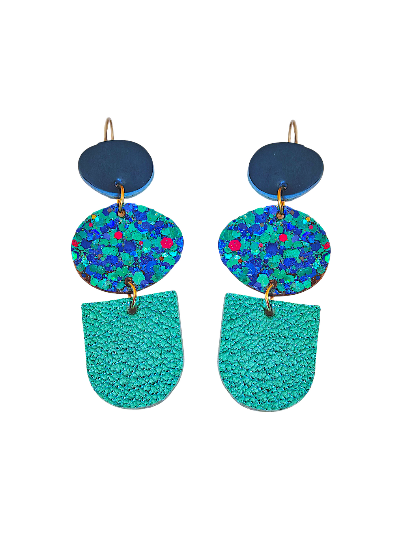 Boucles d'oreilles geometrique bleu  modèle splash- Majulette