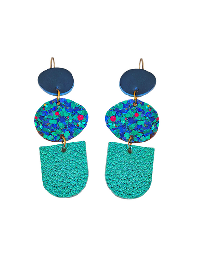 Boucles d'oreilles geometrique bleu  modèle splash- Majulette