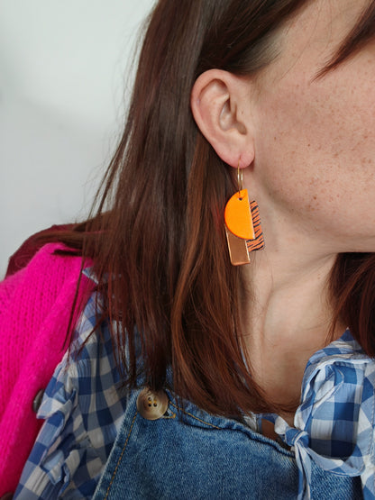 Boucles d'oreilles geometrique  porte modèle pop- Majulette