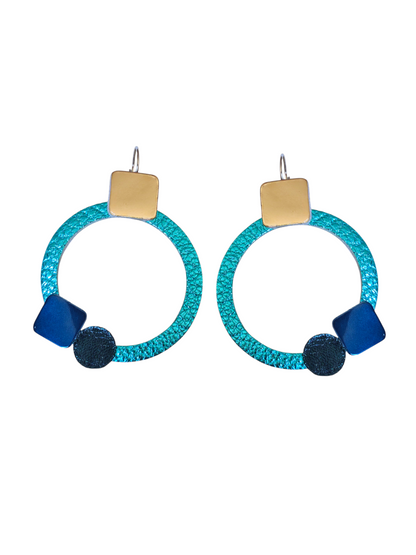 Boucles d'oreilles ronde et carre vert modèle Ixia- Majulette