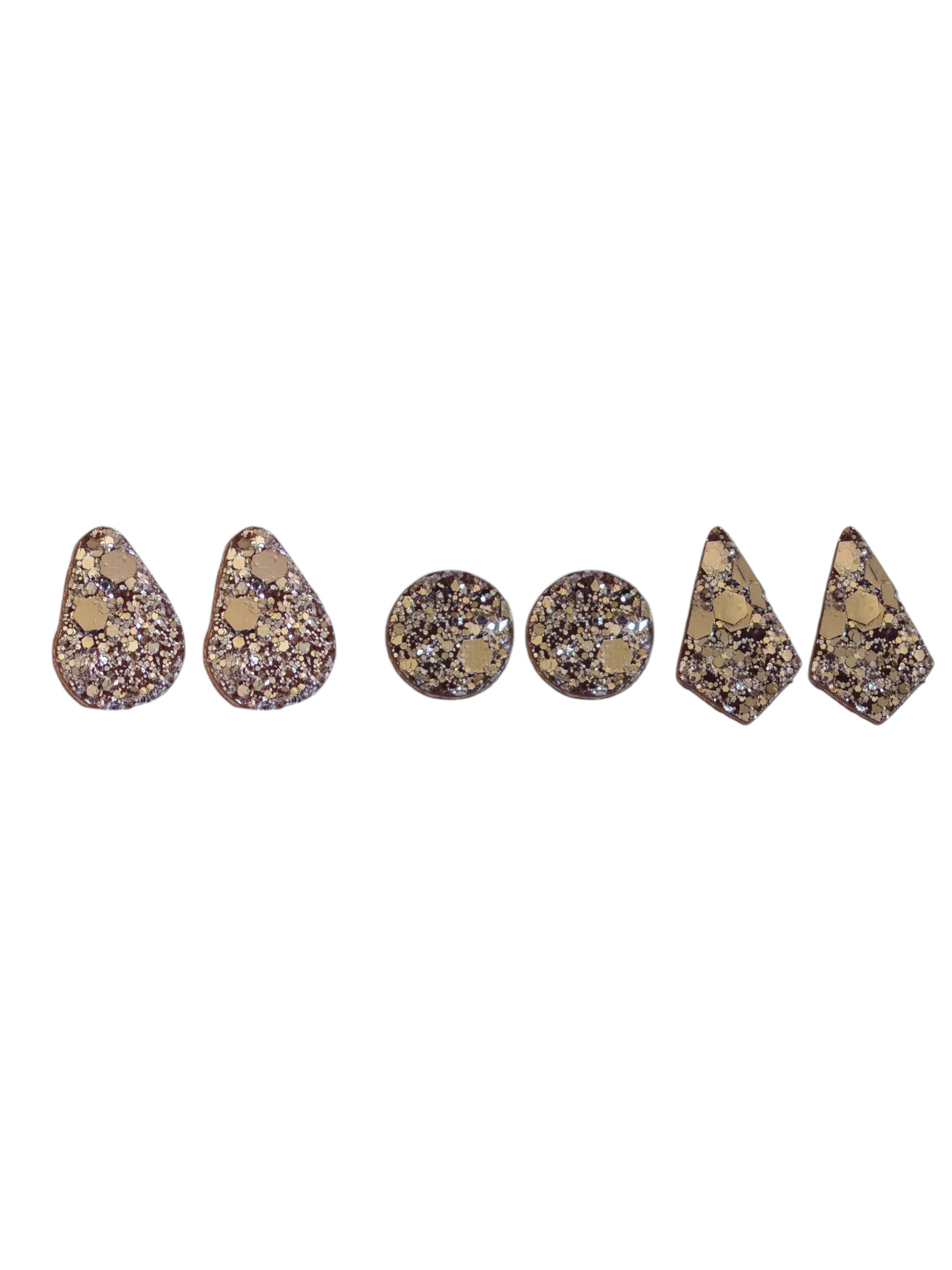 Boucles d'oreilles  trio  géometrique en cuir  metalisse pailleté upcyclé modèle Bim Bam Boom  - Majulette