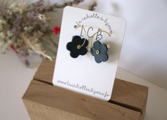 Boucles d'oreille en cuir "les fleurs"